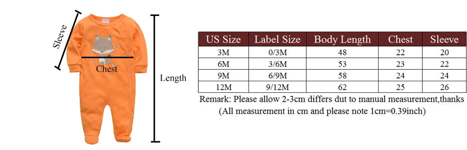 3-4 Pcs/Lot Baby Girls Boys Cartoon Design Cotton Rompers