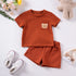 Baby Boy Waffle Short Sleeve Two Piece Casual Outfit Set childrensterritory