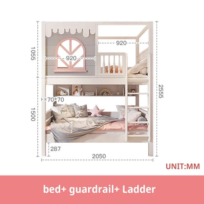 Beautiful Kids Bunk Beds with Large Storage Space and Guardrail