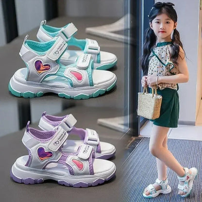 Kids Girls Letter Print Design Non-slip Princess Beach Sandals