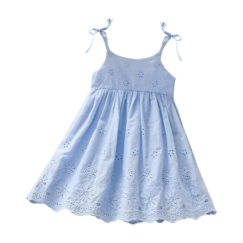 Kids Girls Flowers Design Sleeveless Summer Dress childrensterritory