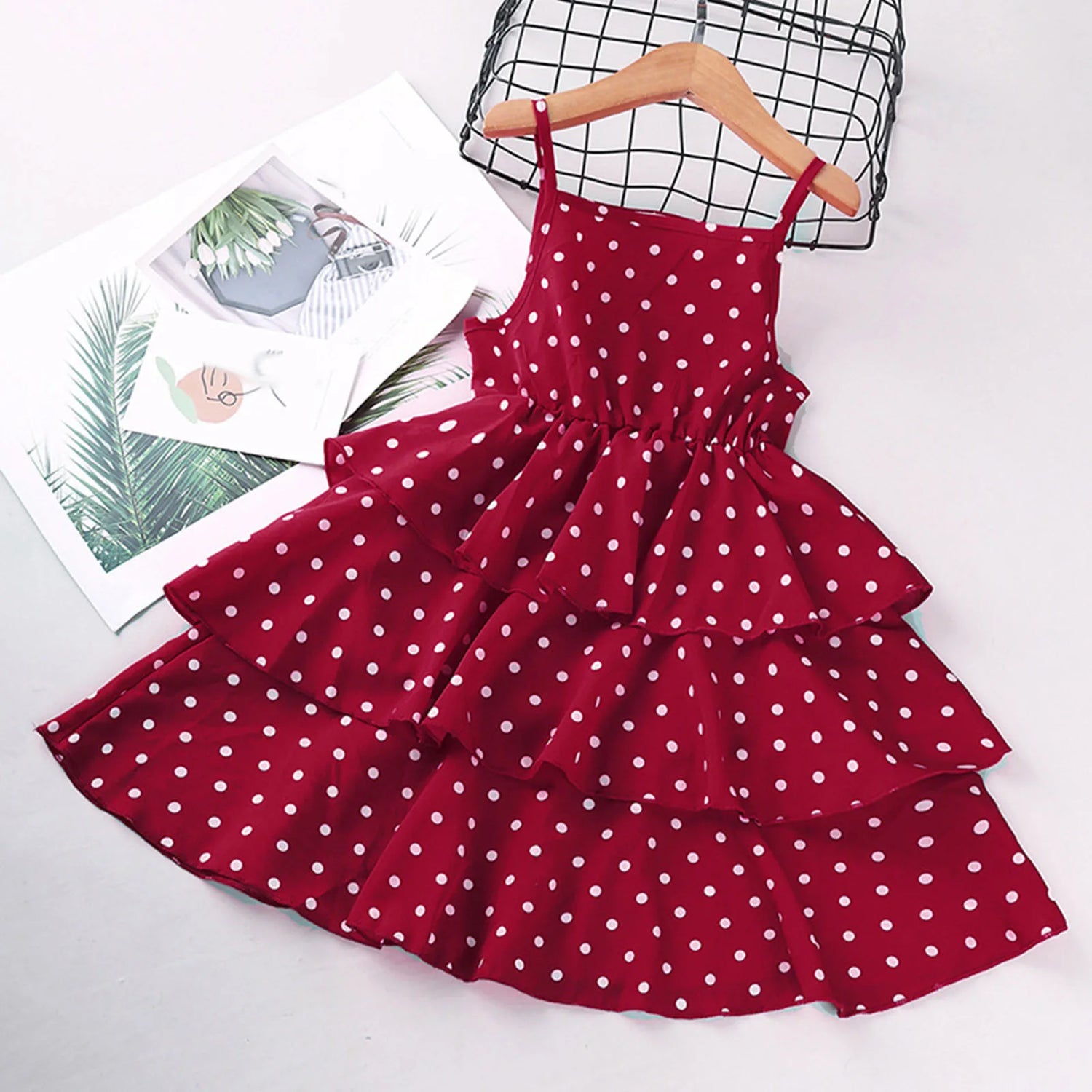 Toddler Girls Hearts Printing Ruffle Summer Dress