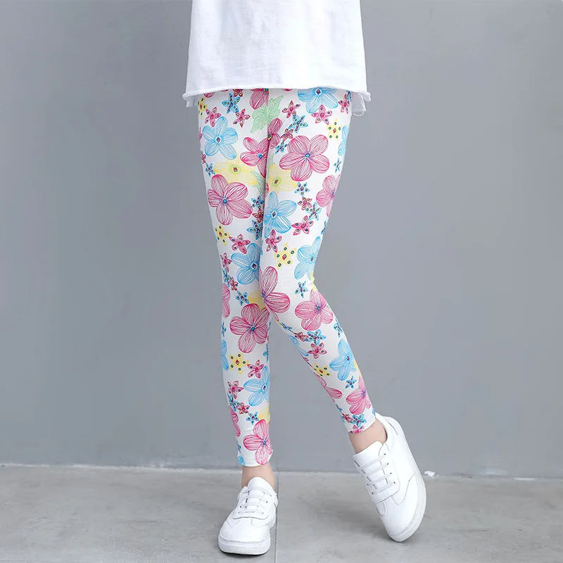 Little Girls Cartoon Flowers Print Leggings/Trousers childrensterritory