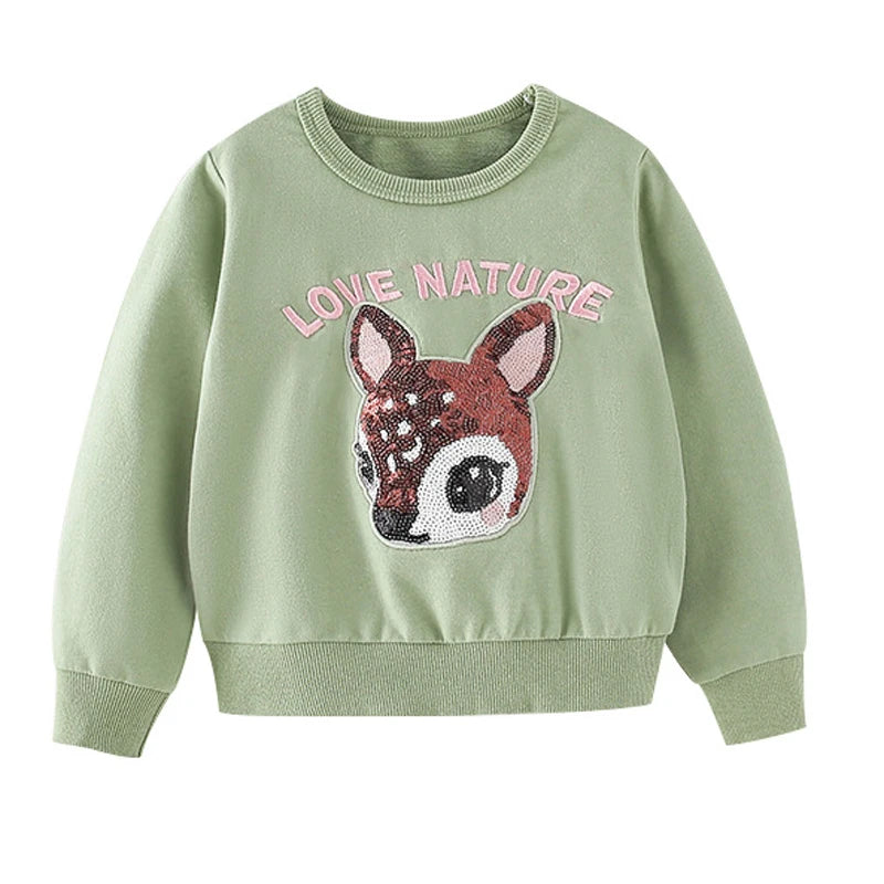 Full-Sleeve Cartoon Print Sweatshirts For Girls