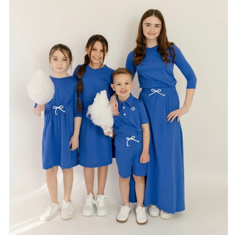 Solid Colour Summer Casual Family Matching Clothing Set