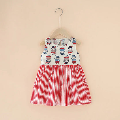 Kids Girls Cartoon Pattern Summer Party Dresses