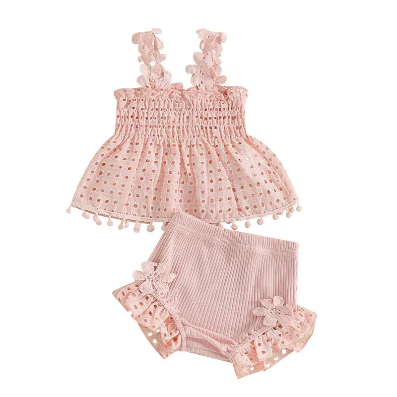 Newborn Girls Printed 2 Piece Muslin Clothes Sets