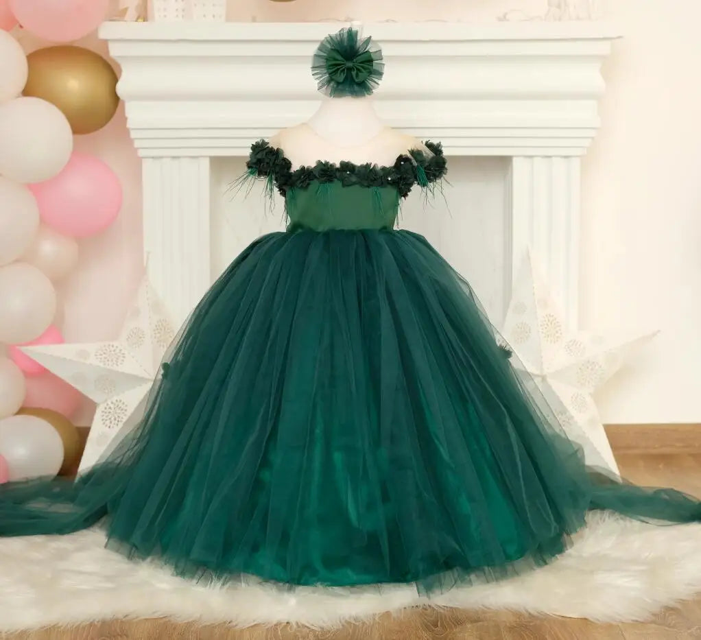 Beautiful Off-Shoulder Ball Gown for Young Girls childrensterritory