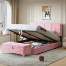 Platform Bed in Queen Size with Upholstery and Hydraulic Storage childrensterritory