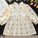 Girls' Flower Print Long-Sleeve Casual Dresses