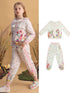 Little Girls Cartoon Flowers Print Cute Top and Pant Set childrensterritory