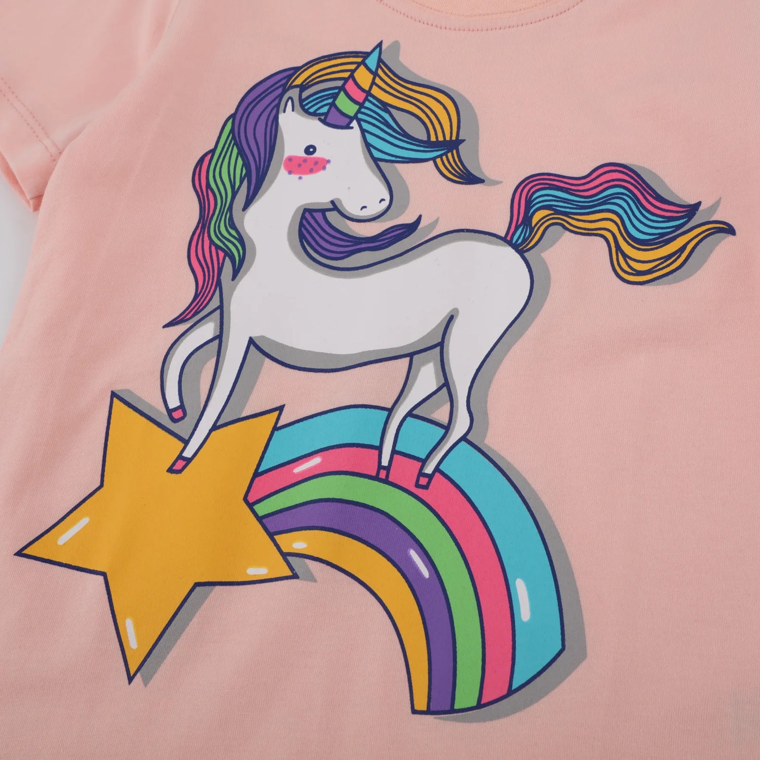 Kids Girls Cute Unicorn Print Cotton Tops childrensterritory