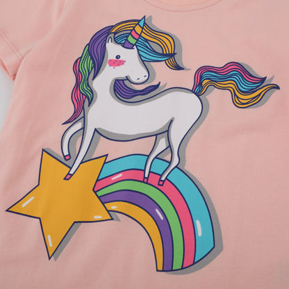 Kids Girls Cute Unicorn Print Cotton Tops childrensterritory