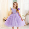 Kids Girls Big Bow Design Tulle Princess Dresses for Summer childrensterritory