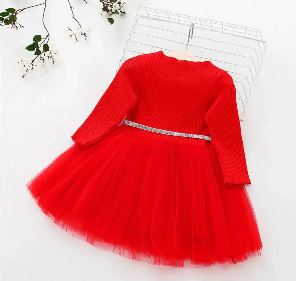 Toddler Girls Fluffy Sweater Dresses With Star Design