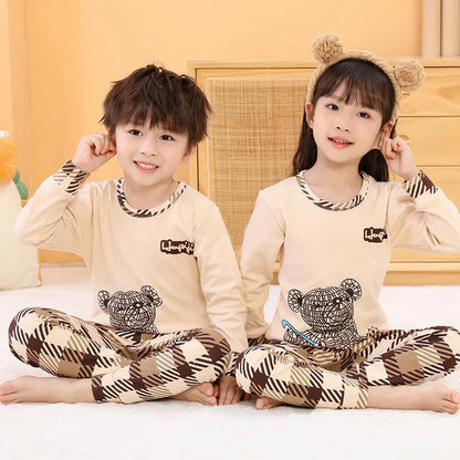 Long Sleeve Cartoon Design Kids Winter Warm Pajamas Sets childrensterritory