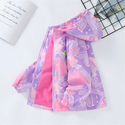 Girls’ Full-Sleeve Printed Hooded Jackets