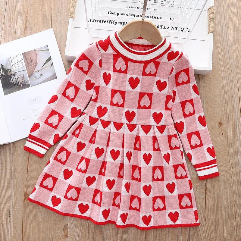 Girls’ Elegant Long-Sleeve Winter Dresses childrensterritory