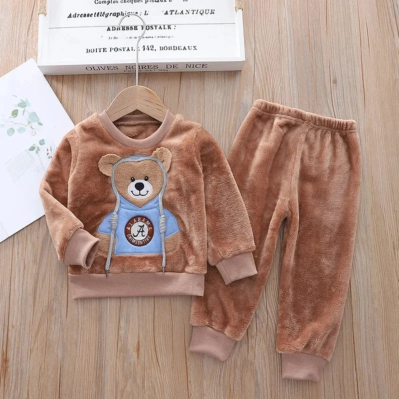 Kids Cartoon Design Warm Casual Clothing Set