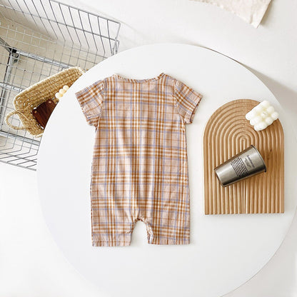 Baby Boy Plaid Casual Short Sleeve Summer Romper childrensterritory