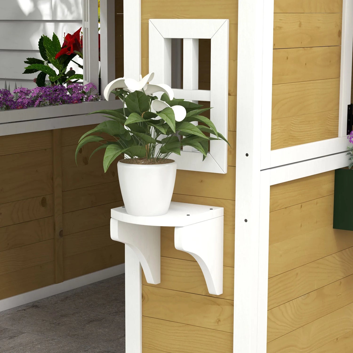 Kids Wooden Playhouse with Windows and Doors for Outdoor childrensterritory