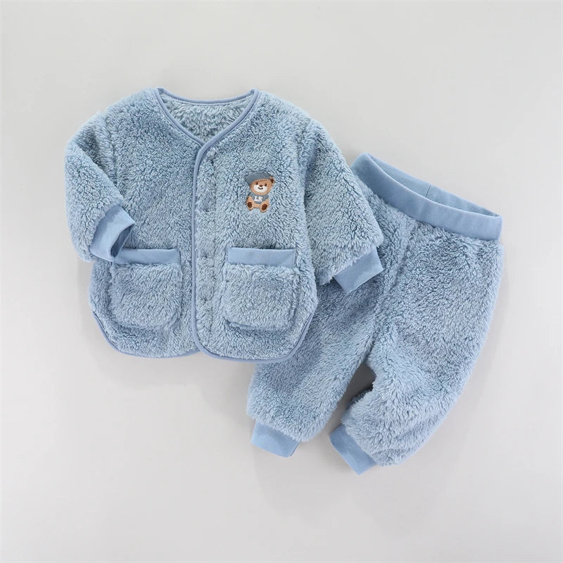 Kids Cartoon Design Long Sleeves Warm Clothing Set childrensterritory