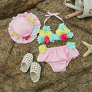 Baby Girl 3pcs Flower Halter Top with Shorts and Sun hat Swimwear
