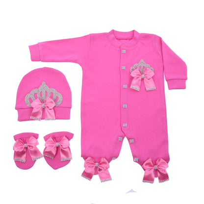 3pcs Pearly Crown Personalised Name Onesie for Newborn Babies childrensterritory