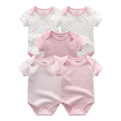 Cartoon Print Sleeveless 5Pieces Newborn Cotton Bodysuits childrensterritory