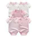 Cartoon Print Sleeveless 5Pieces Newborn Cotton Bodysuits childrensterritory