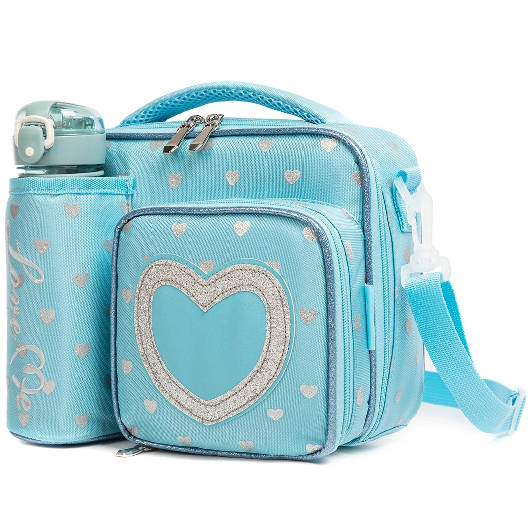 Kids Printed Waterproof Thermal Lunch Bags with Bottle Pocket