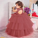 Tiered High-Low Puffy Girls Tulle Dress for Birthday Party