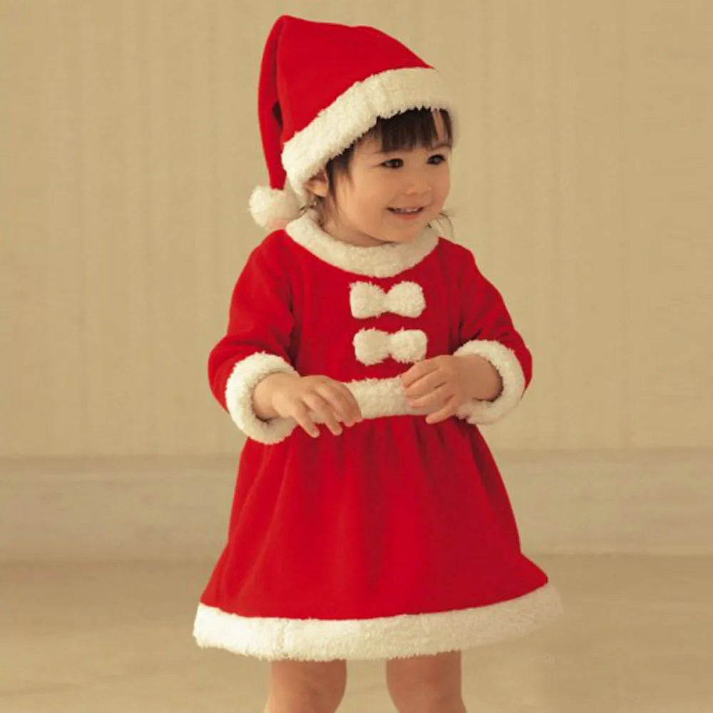 Girls' Full Sleeves Round Neck Christmas Costume