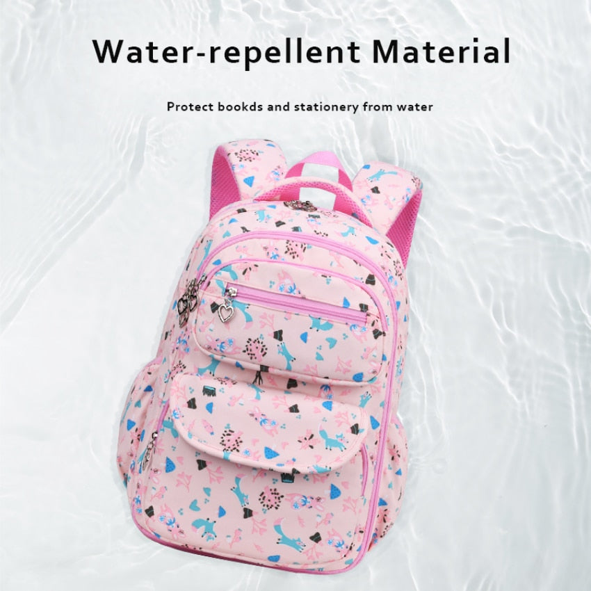 Colorful Print Waterproof Kids Girls Large School Bags childrensterritory