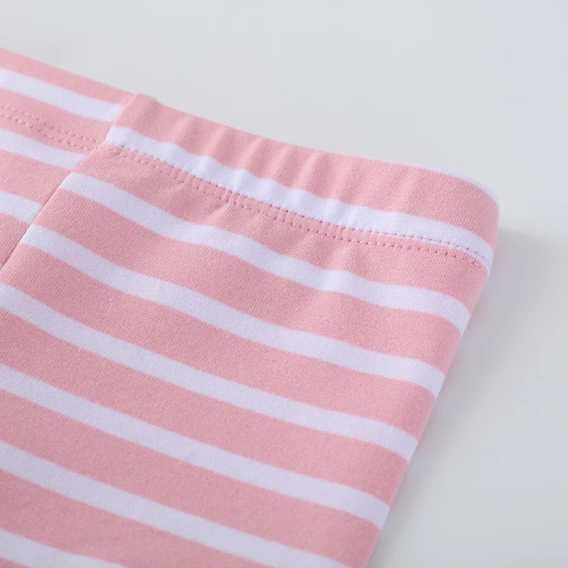 Girls Strawberry Print Striped Cotton Leggings childrensterritory