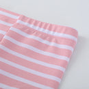 Girls Strawberry Print Striped Cotton Leggings childrensterritory
