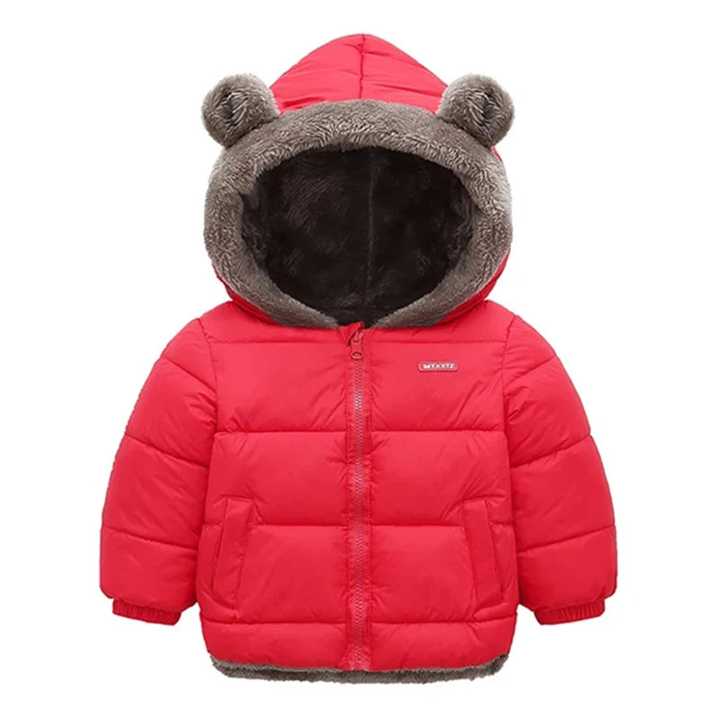 Kids' Solid-Colour Long-Sleeved Winter Jackets