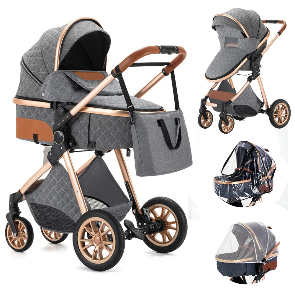 3 in 1 Portable High Landscape Luxury Baby Stroller