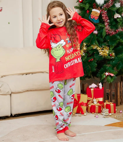 GRC Cartoon Print Matching Christmas Family Pajamas childrensterritory