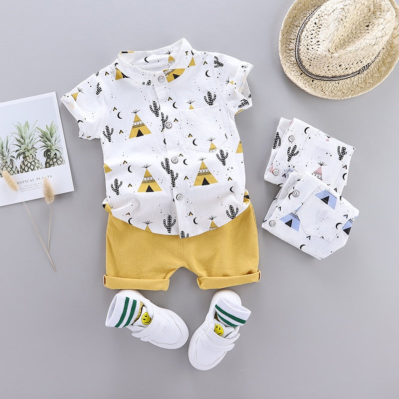 Baby Boy Pyramid Design Short-sleeved Shirt and Shorts Set childrensterritory