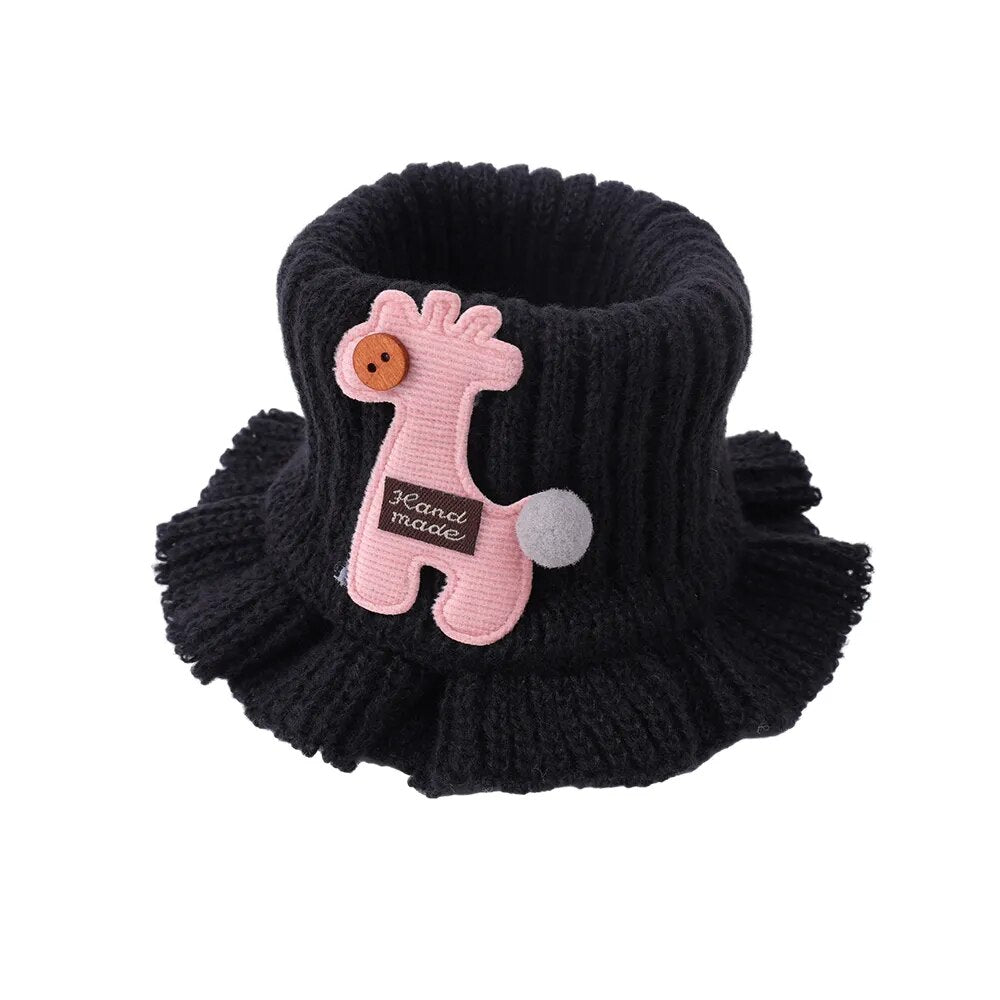 Kids Warm Thick Cartoon Giraffe Knit Scarfs Neck Sets childrensterritory