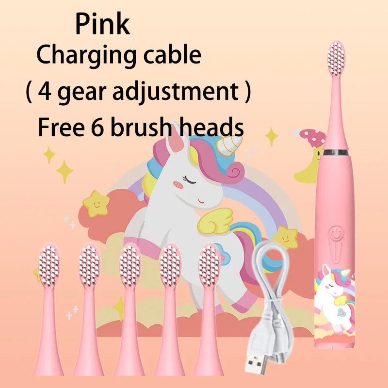 Electric Tooth Brush for Kids with 6 Soft Nozzles childrensterritory