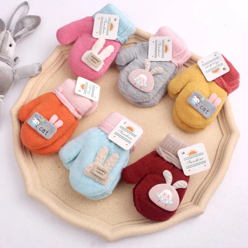 Cartoon Design Knitted Warm Gloves for Baby/Kids childrensterritory