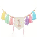 Handmade Wooden Bead Tassel Garland Prop for First Birthday childrensterritory