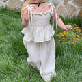 Girls' Casual Hollow Lace Design 2-Piece Summer Outfits childrensterritory