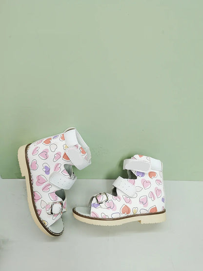 Graffiti Print Kids Girls Flatfoot Leather Shoes childrensterritory