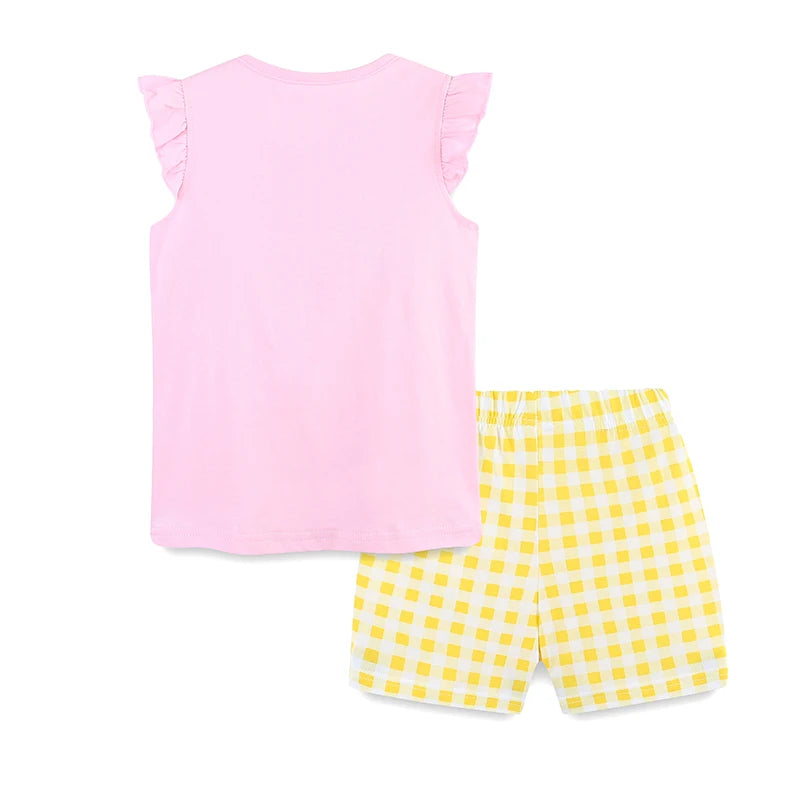 Sleeveless Lemon Print Casual Summer Clothing Set For Girls childrensterritory