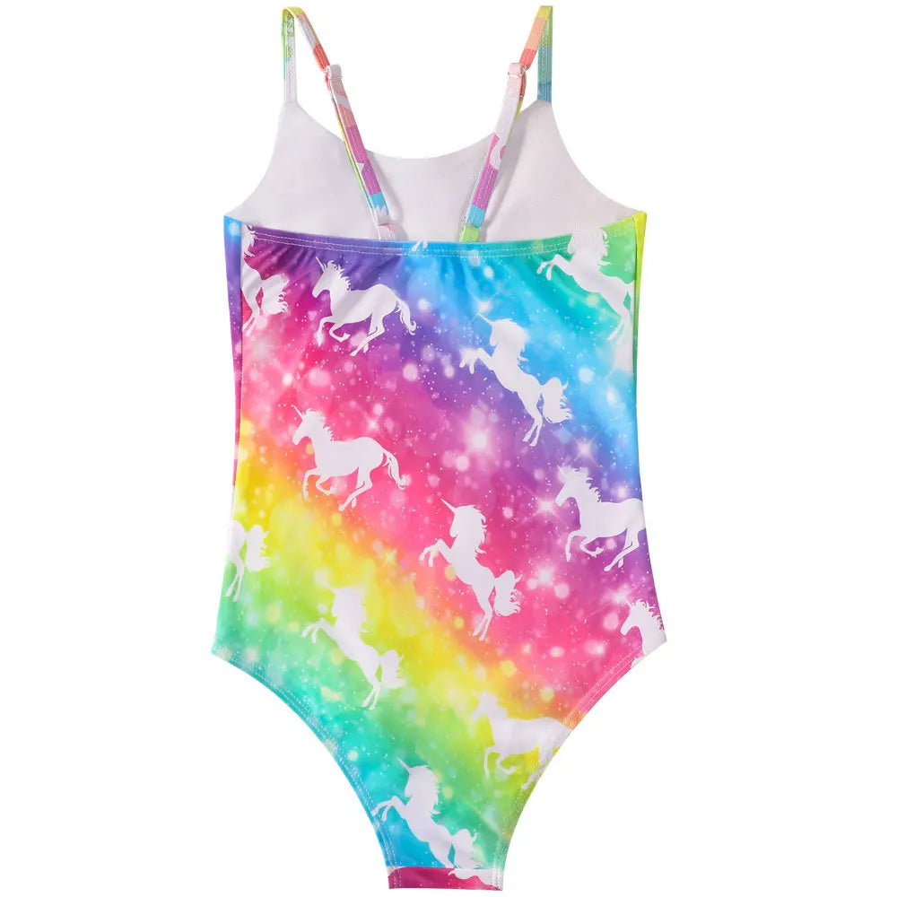 Kids Girls One-piece Sling Swimsuit with 3D Fish Scale Printing
