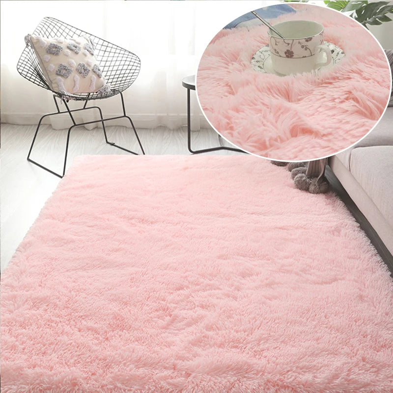 Soft Furry Rainbow Rugs for Kids Bedroom Decor