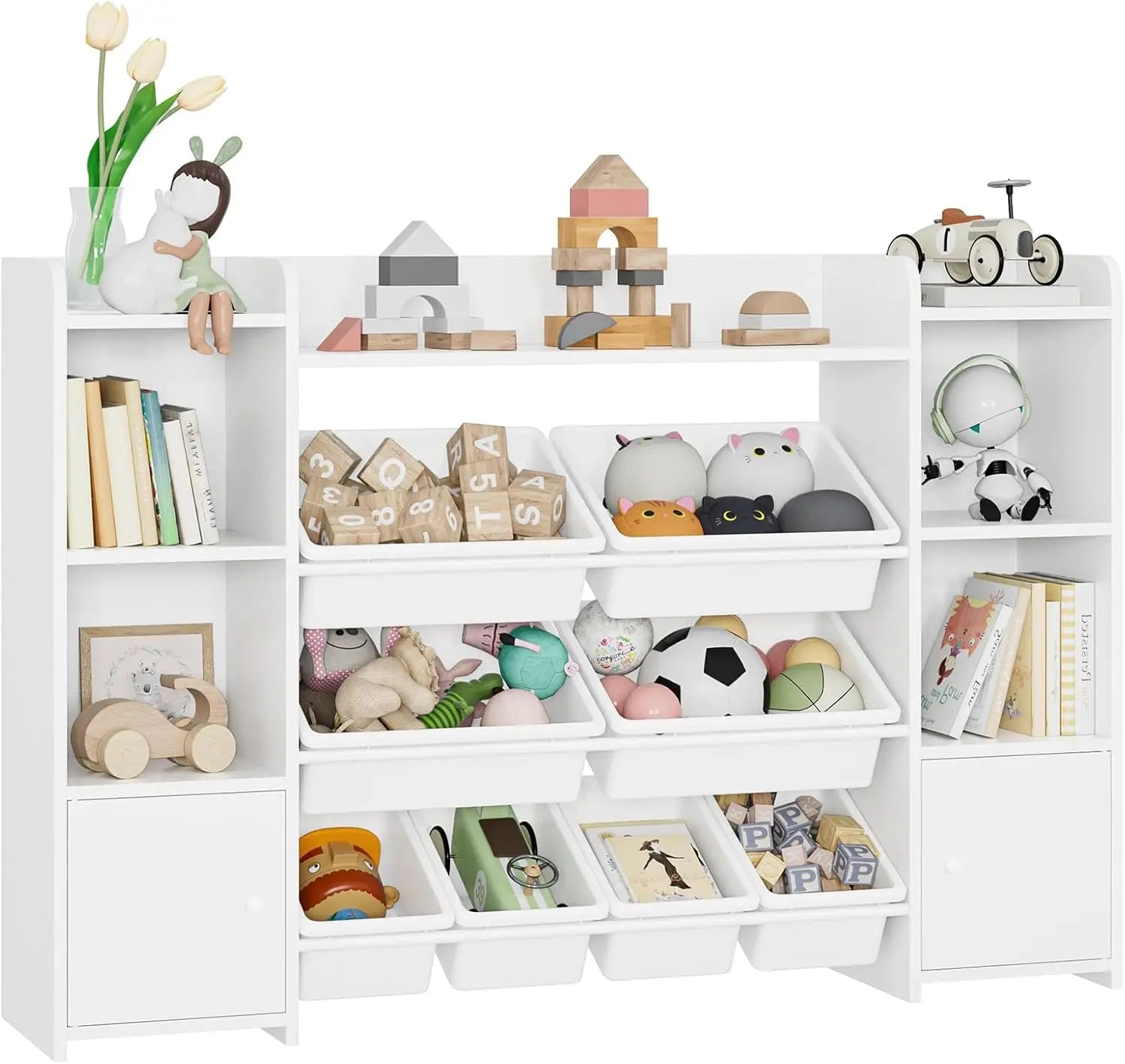 55-inch Toy Storage Organizer Featuring 8 Toy Bins and Shelves childrensterritory